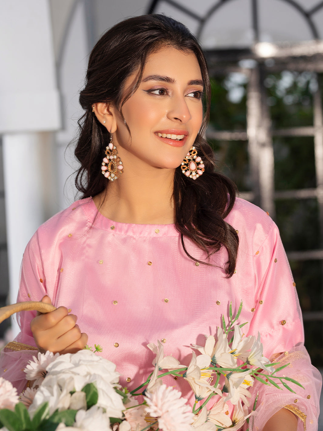 3PC Pink Shamooz Silk Suit