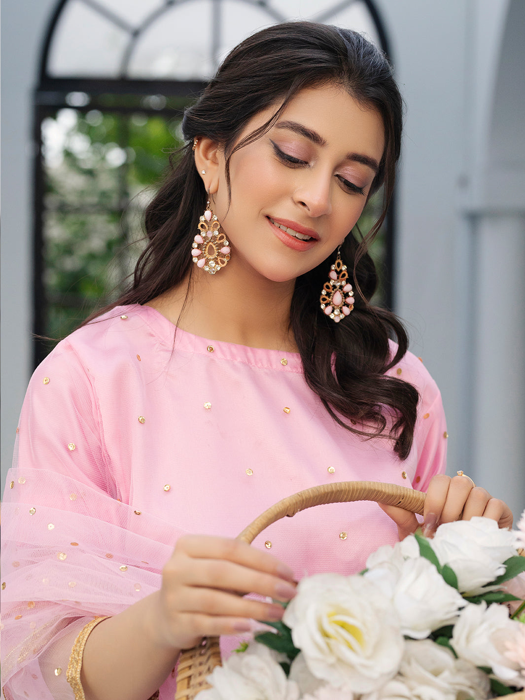 3PC Pink Shamooz Silk Suit