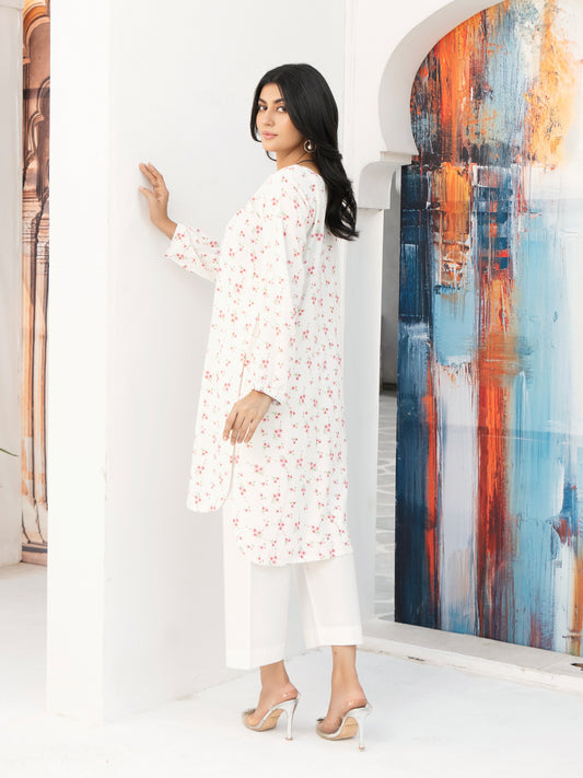 White Boski Linen Printed Suit