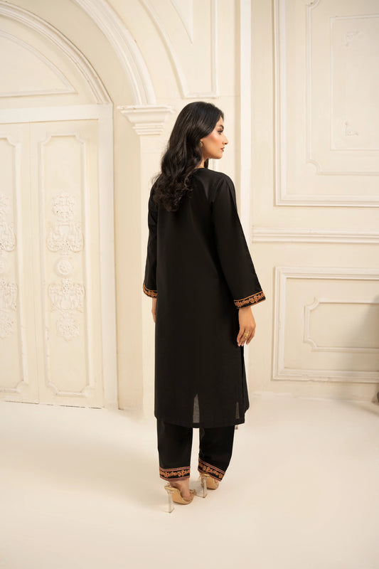 Abeer 2PC Black Embroidered Lawn Suit