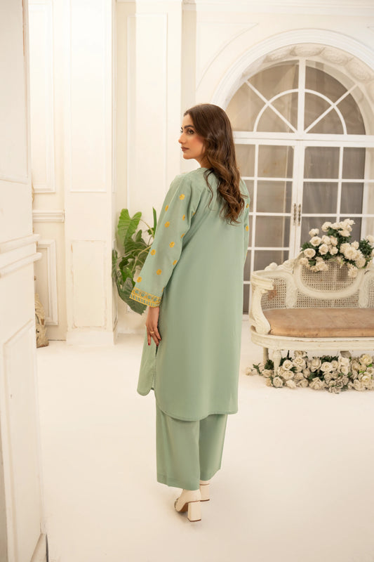 Abeer 2PC Sage Green Embroidered Lawn Suit