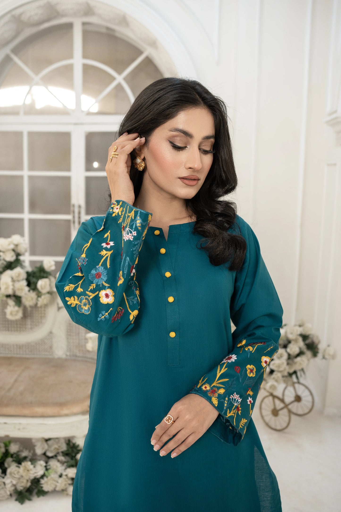 Abeer 2PC Teal Green Embroidered Lawn Suit