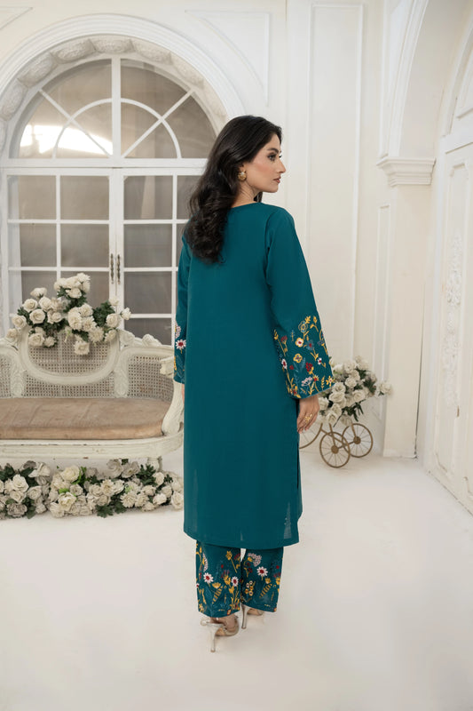 Abeer 2PC Teal Green Embroidered Lawn Suit