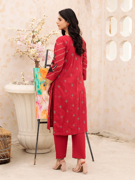 Maroon Embroidered Lawn Suit