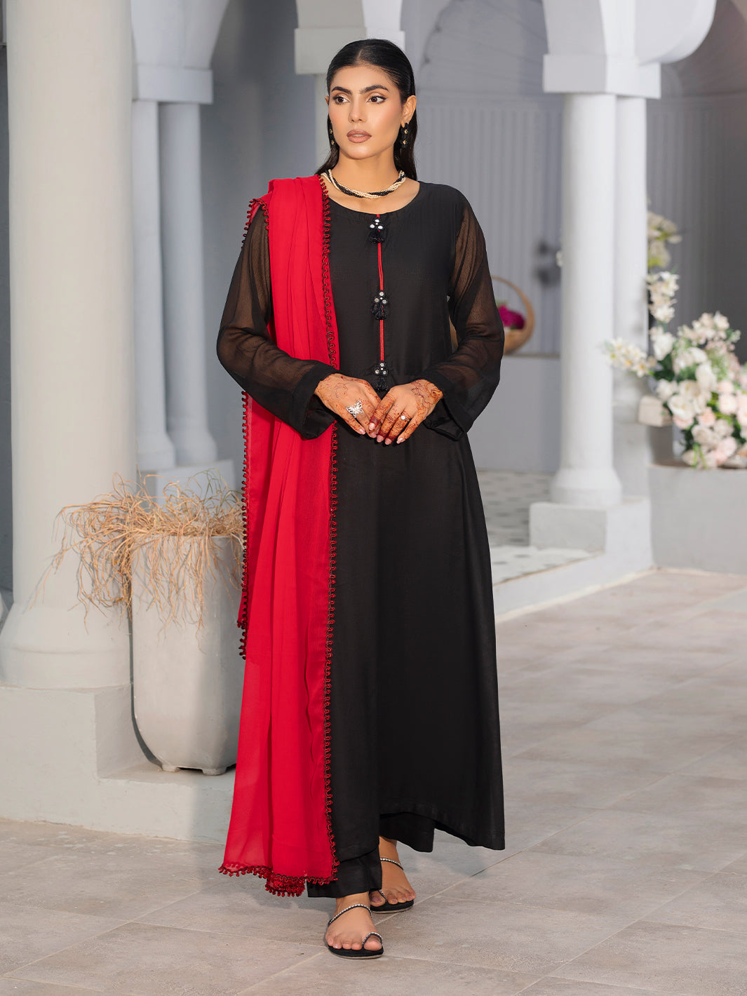 3PC Black Linen Suit