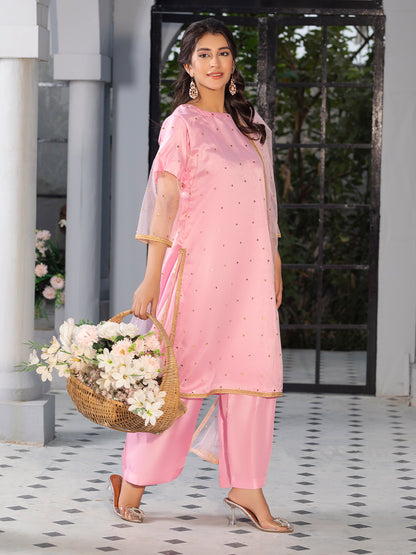 3PC Pink Shamooz Silk Suit