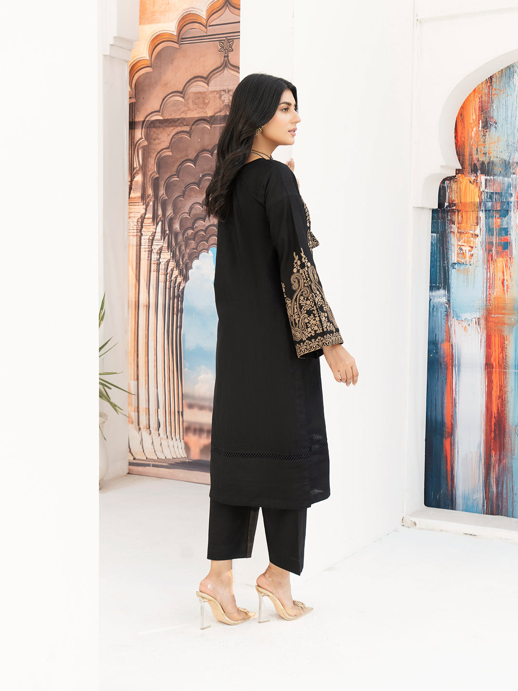 Khaddar Embroidered Black Suit