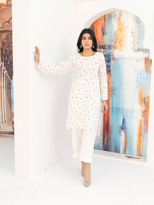 White Boski Linen Printed Suit
