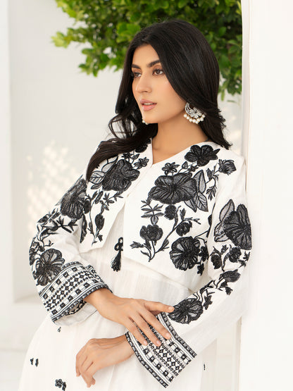 Abeer 3PC White Embroidered Lawn Set