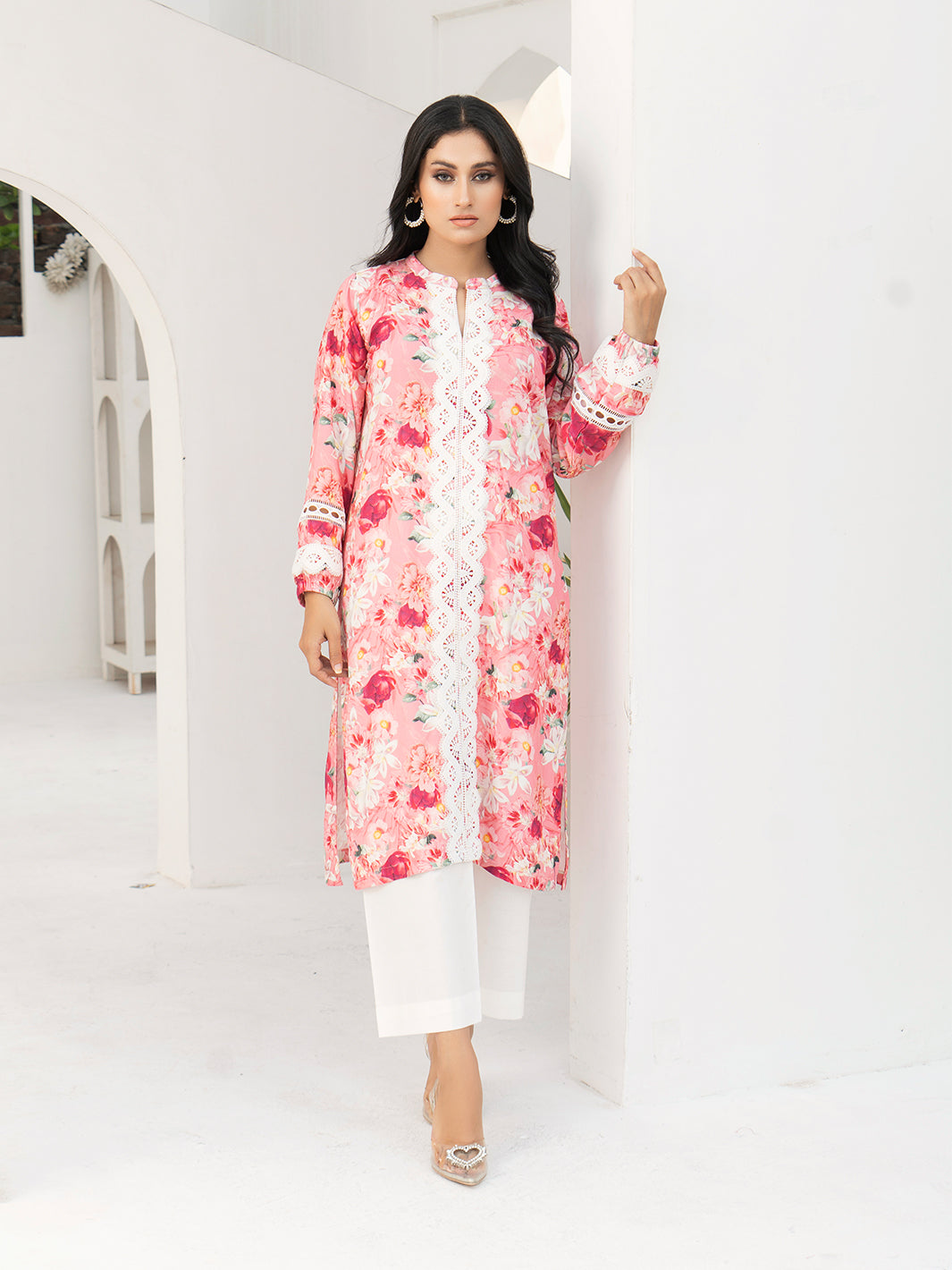 Pink Boski Linen Printed Suit
