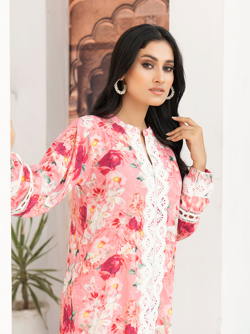 Pink Boski Linen Printed Suit