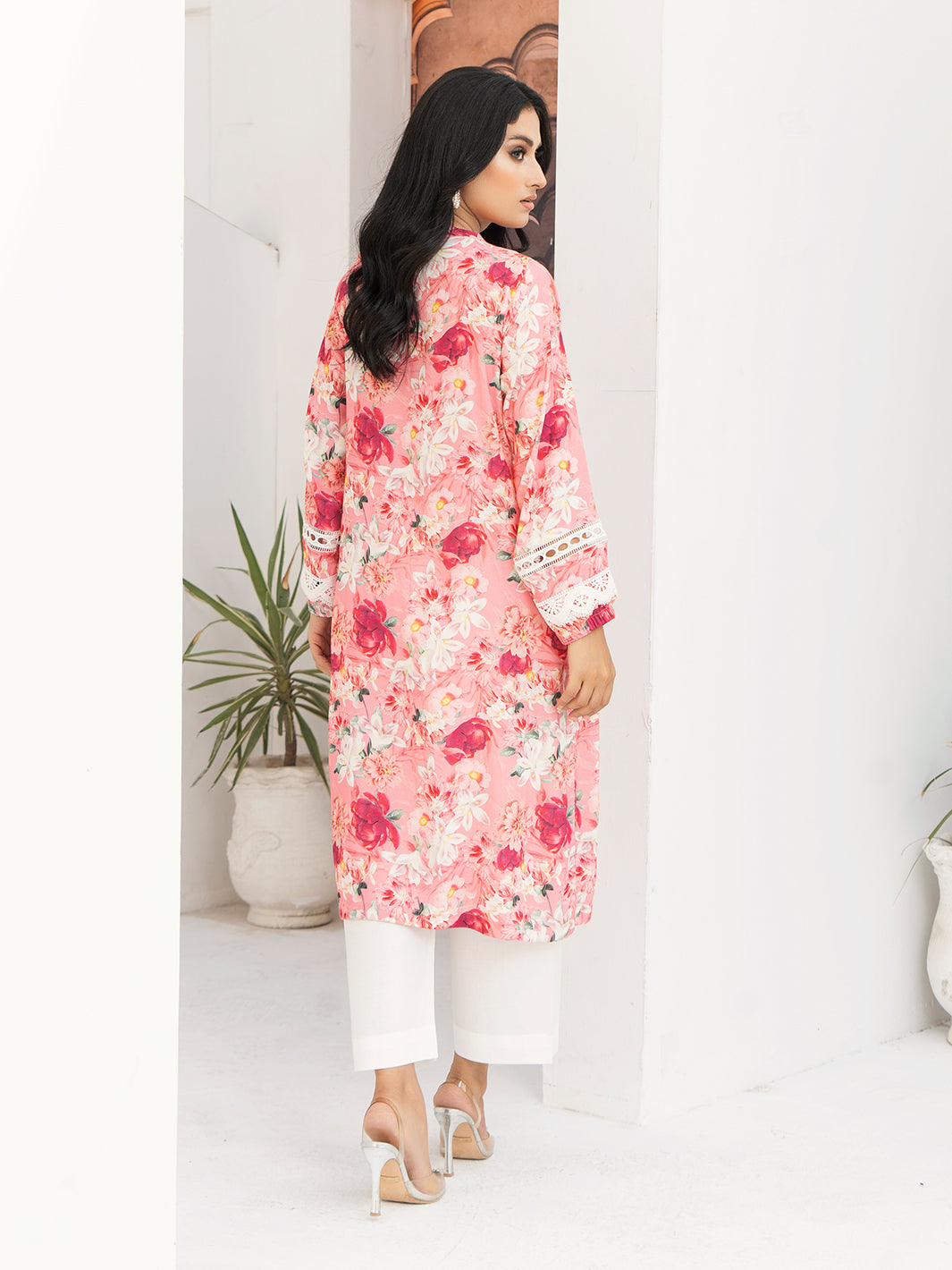 Pink Boski Linen Printed Suit