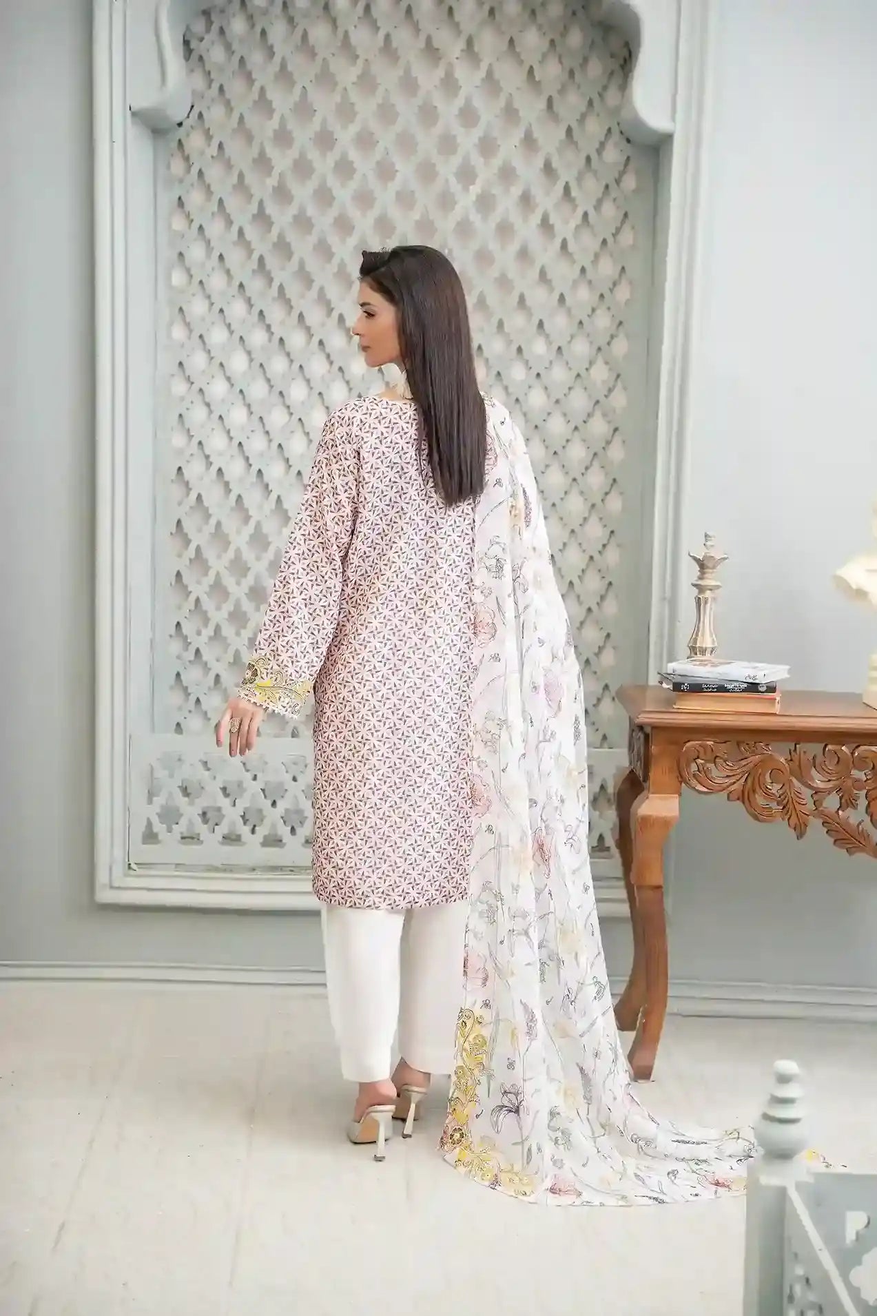 Amber - 3PC Embroidered Printed Polysilk Lawn Co Ord