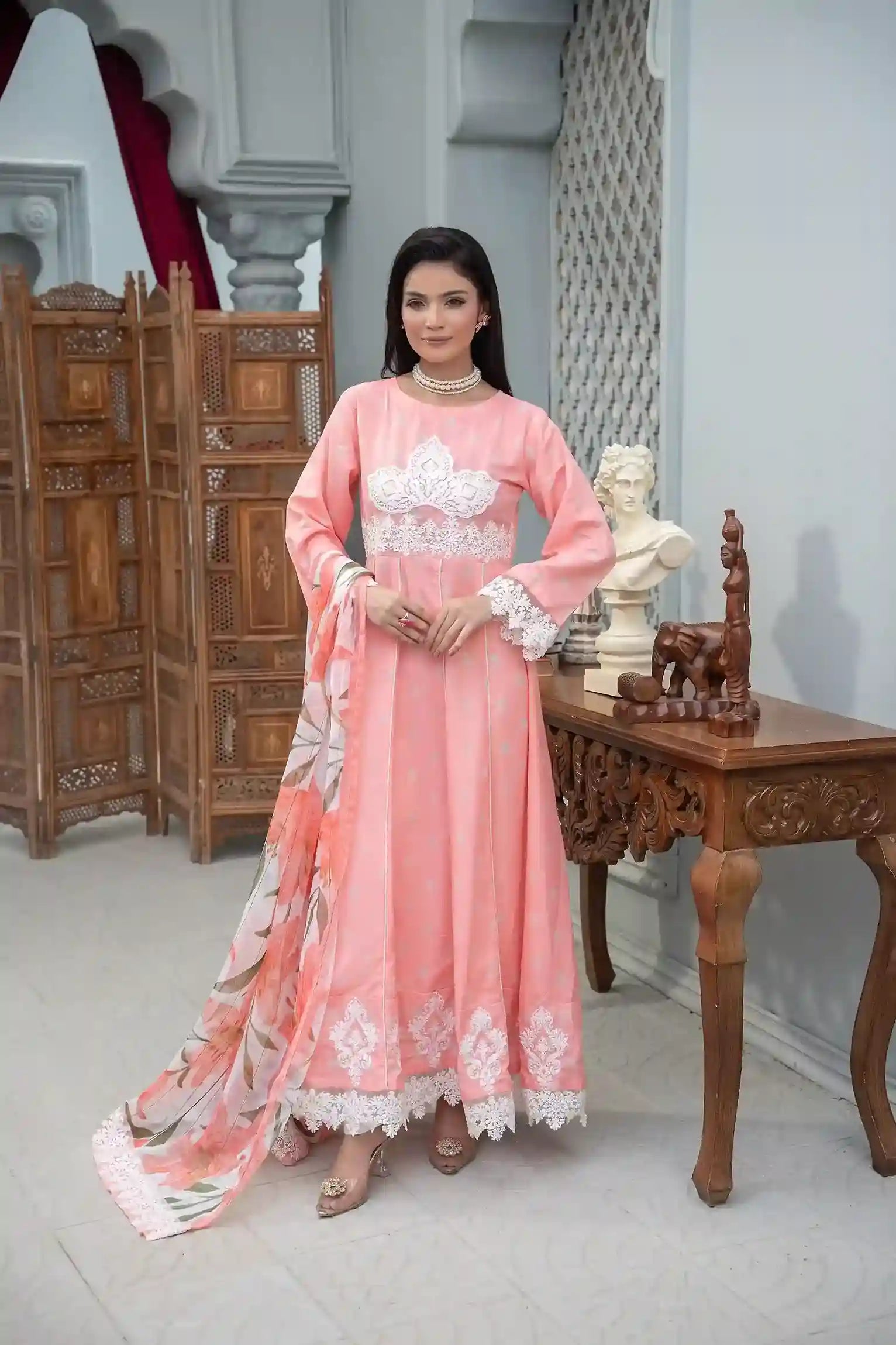 Nafasat - 3PC Embroidered Polysilk Lawn Frock