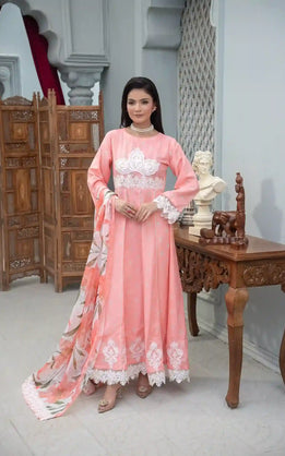 Nafasat - 3PC Embroidered Polysilk Lawn Frock