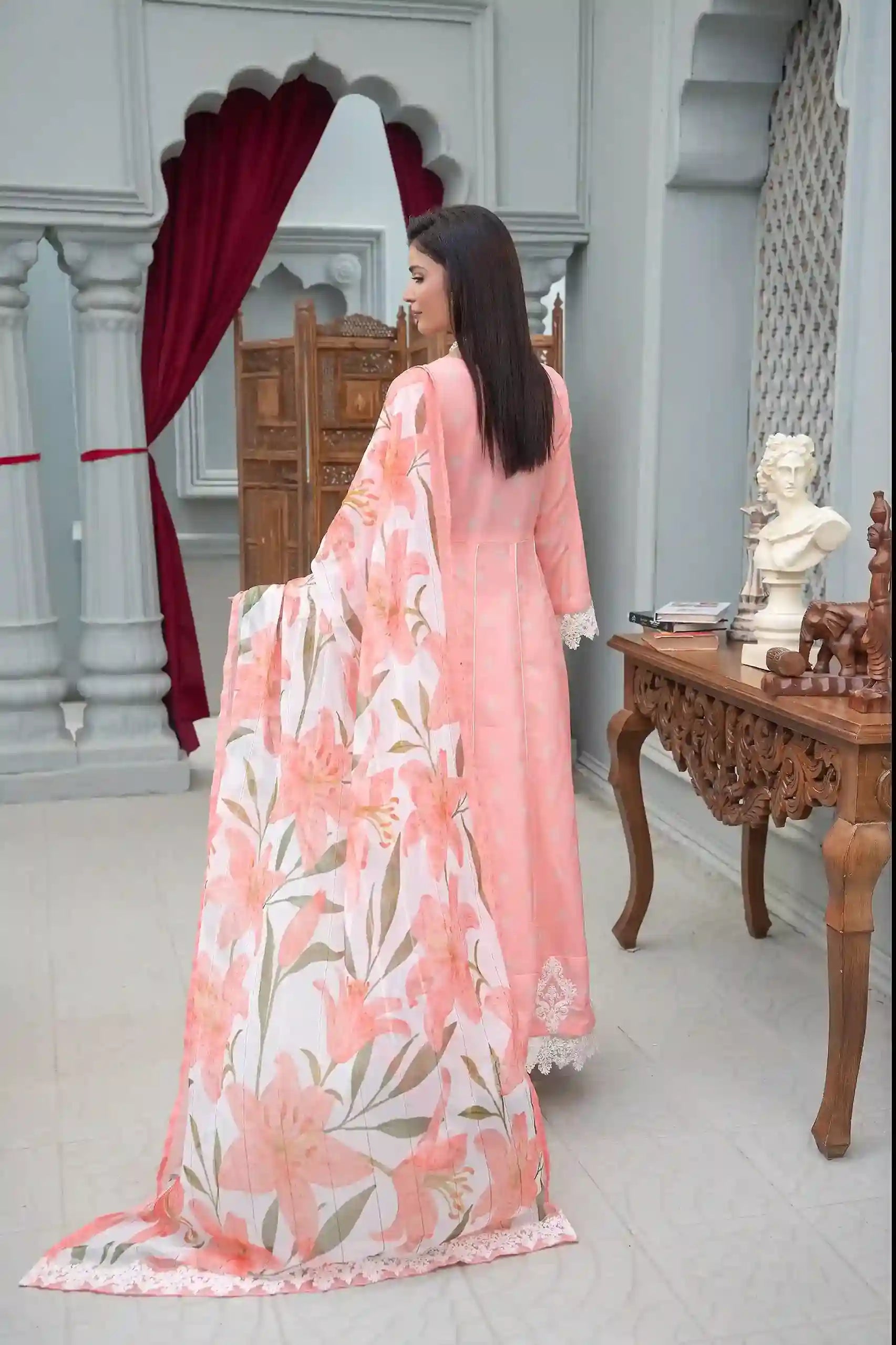 Nafasat - 3PC Embroidered Polysilk Lawn Frock