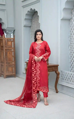 Meher - 3PC Embroidered Polysilk Lawn Suit