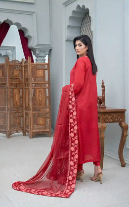 Meher - 3PC Embroidered Polysilk Lawn Suit