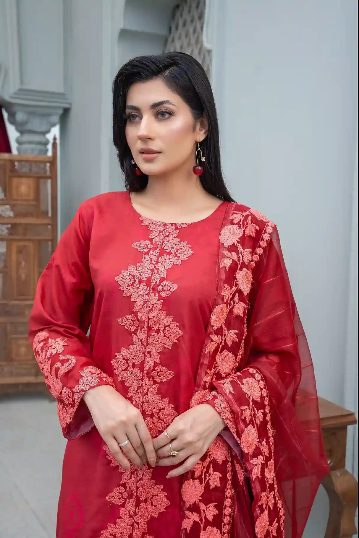 Meher - 3PC Embroidered Polysilk Lawn Suit (Unstitched)