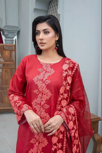 Meher - 3PC Embroidered Polysilk Suit