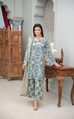 Safa - 3PC Printed Polysilk Lawn Co Ord