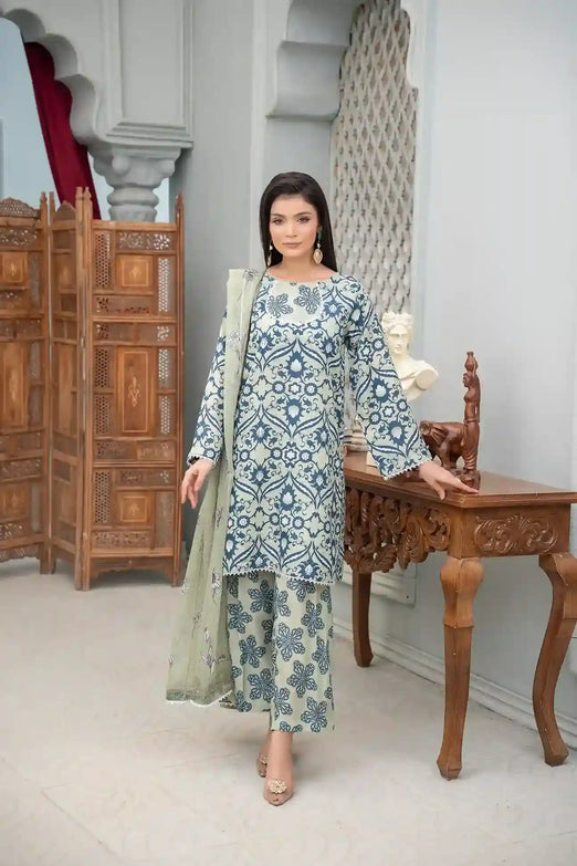 Safa - 3PC Printed Polysilk Lawn Co Ord