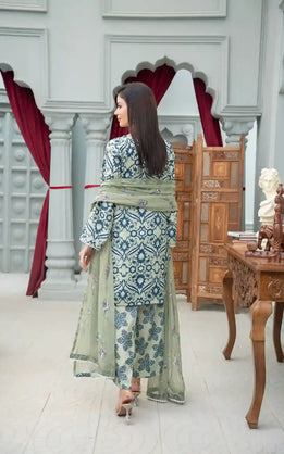 Safa - 3PC Printed Polysilk Lawn Co Ord