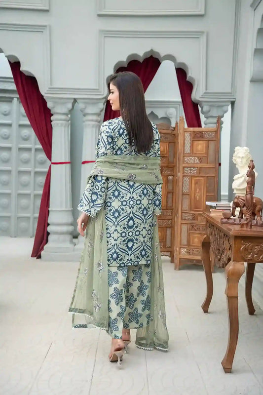 Safa - 3PC Printed Polysilk Co Ord (Unstitched)