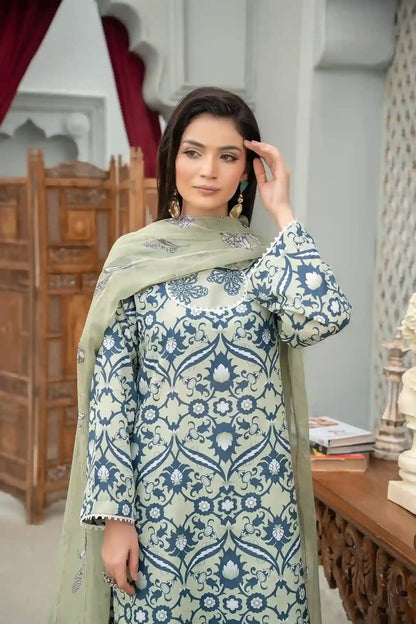 Safa - 3PC Printed Polysilk Co Ord (Unstitched)