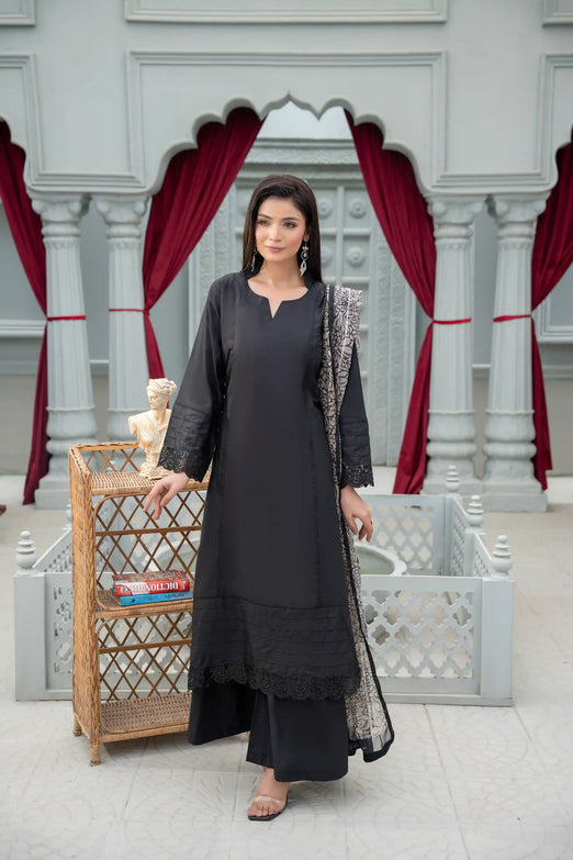 Kaneez - 3PC Solid Lawn  Co Ord