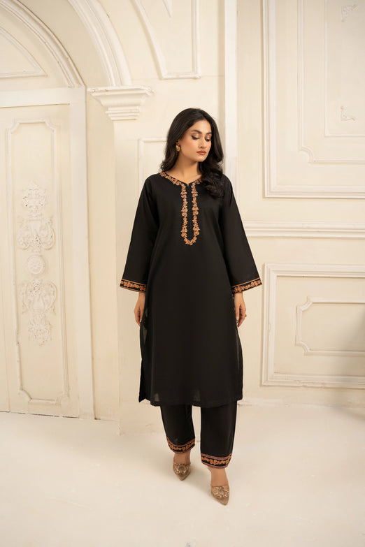 Abeer 2PC Black Embroidered Lawn Suit