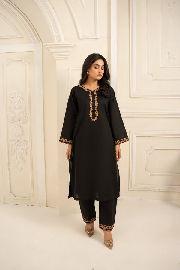 Abeer 2PC Black Embroidered Lawn Suit