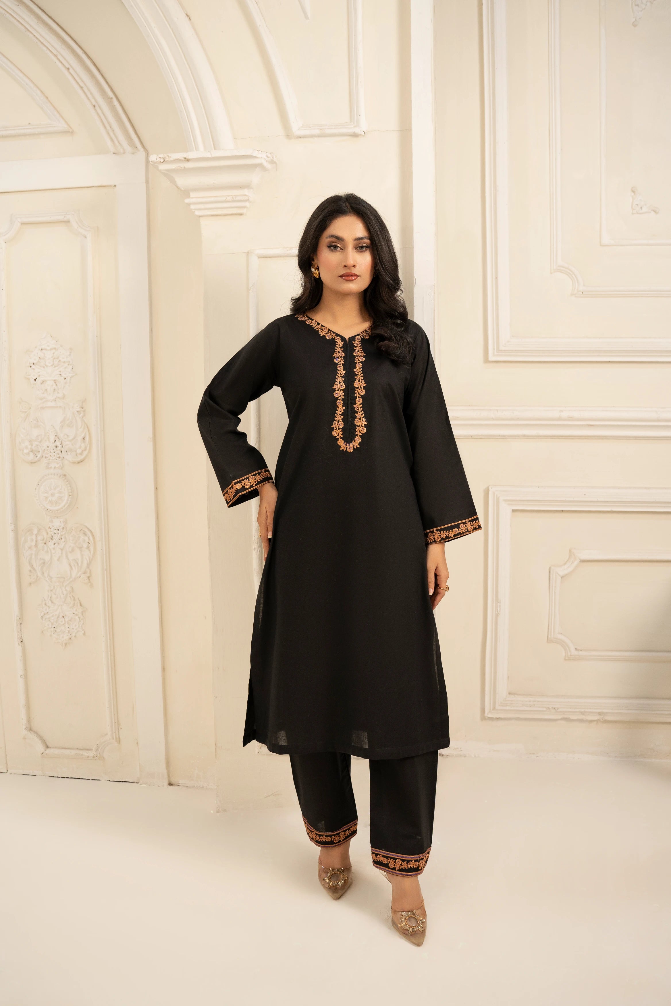 Abeer 2PC Black Embroidered Lawn Suit
