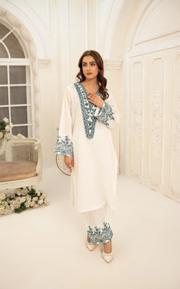 Abeer 2PC White Embroidered Lawn Suit