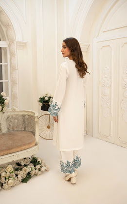Abeer 2PC White Embroidered Lawn Suit