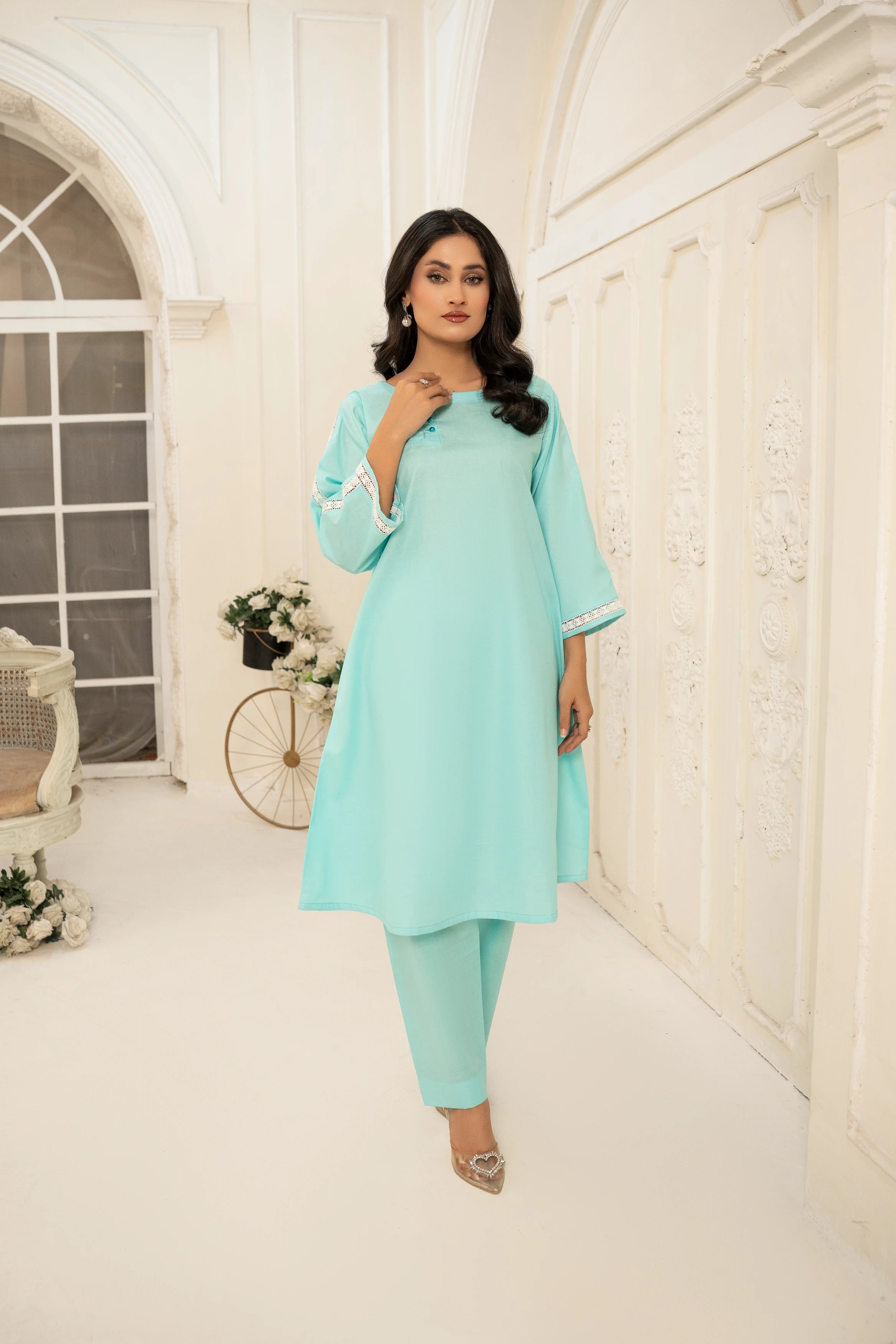 Abeer 2PC Ice Blue Lawn Co Ord
