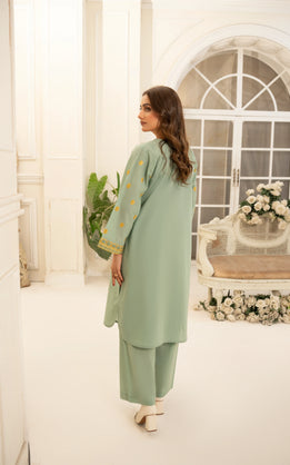 Abeer 2PC Sage Green Embroidered Lawn Suit