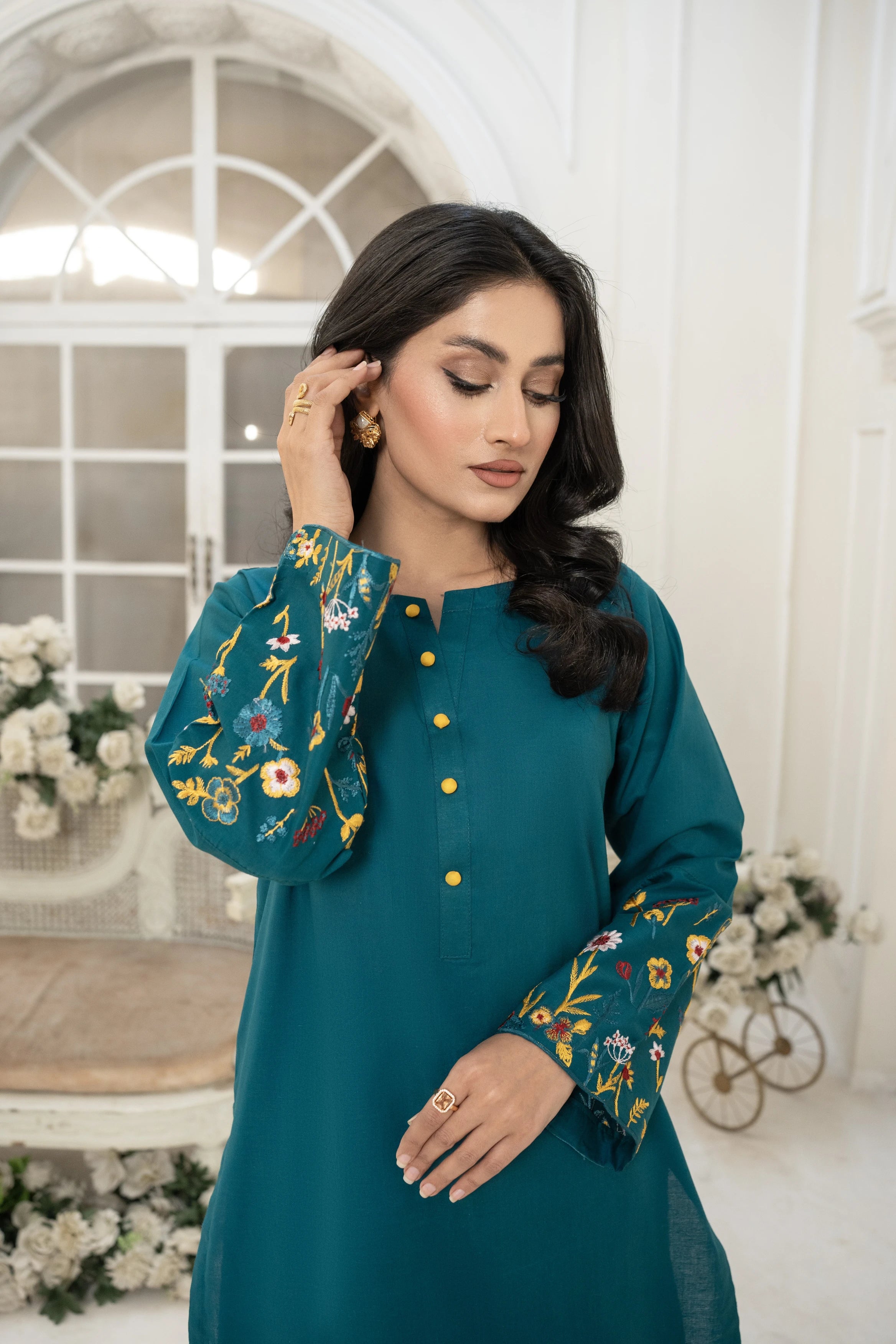 Abeer 2PC Teal Green Embroidered Lawn Suit