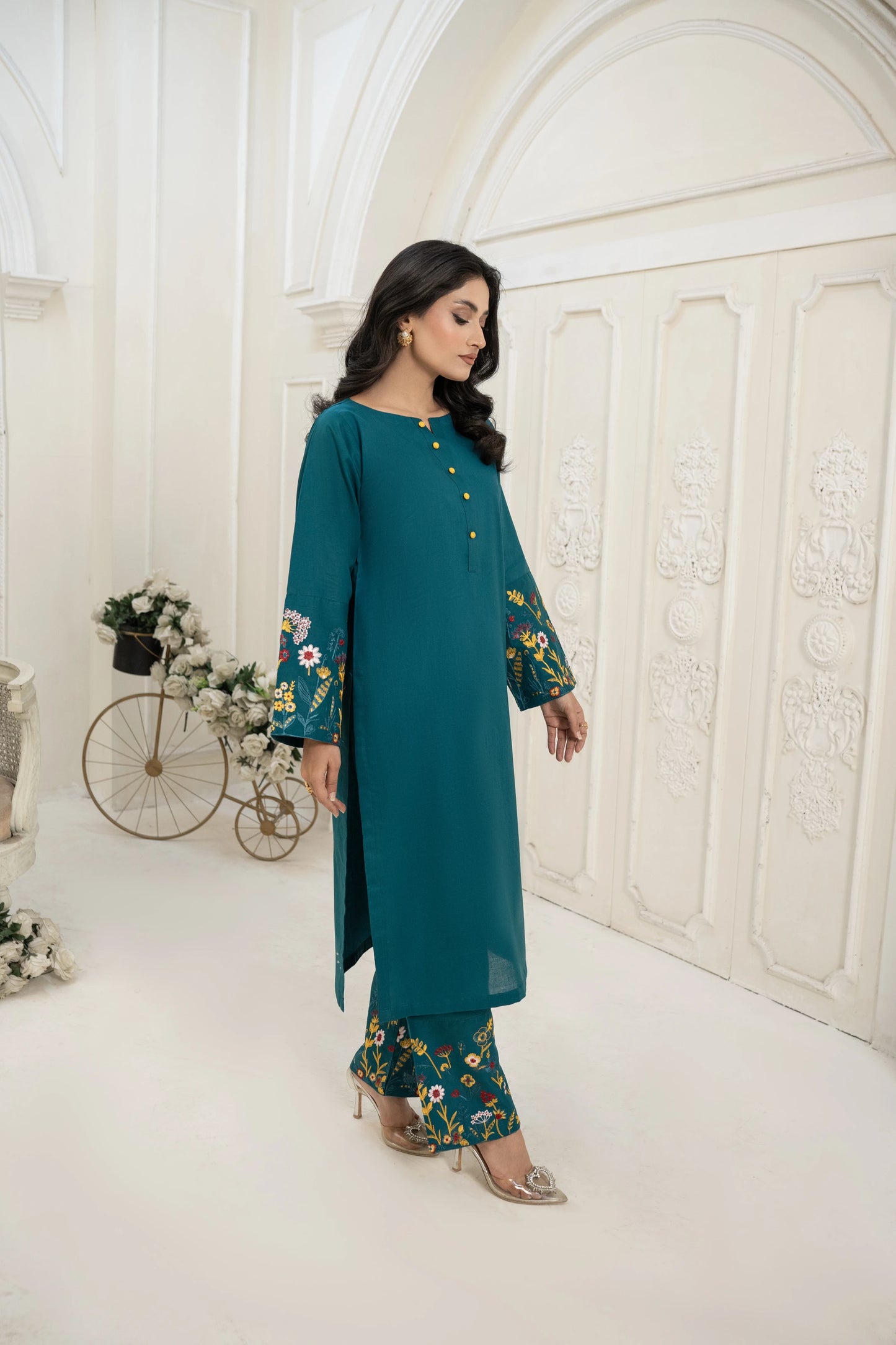 Abeer 2PC Teal Green Embroidered Lawn Suit