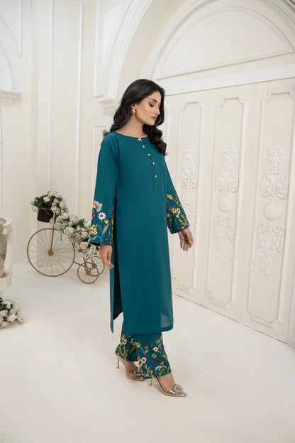 Abeer 2PC Teal Green Embroidered Lawn Suit