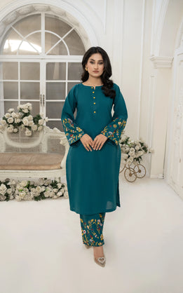 Abeer 2PC Teal Green Embroidered Lawn Suit