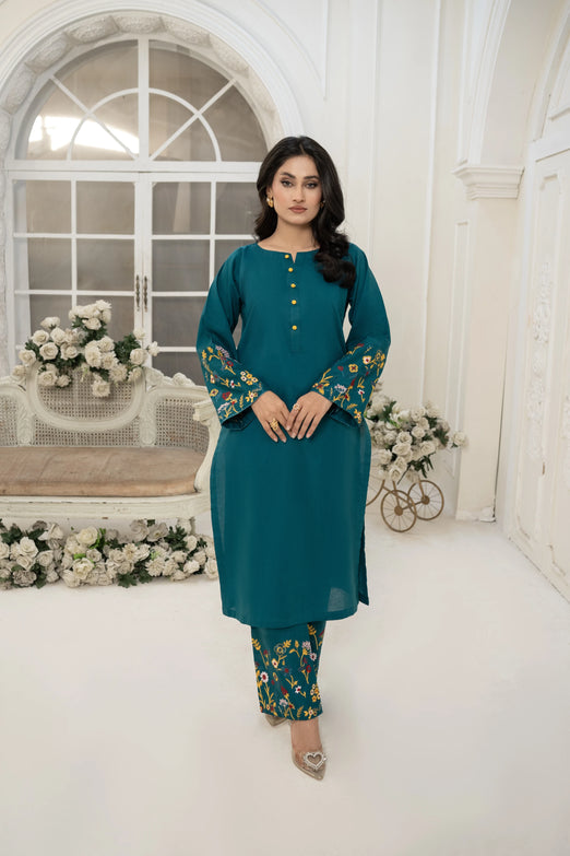 Abeer 2PC Teal Green Embroidered Lawn Suit