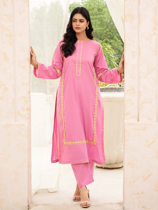 Pink Lace Work Lawn Co-Ord