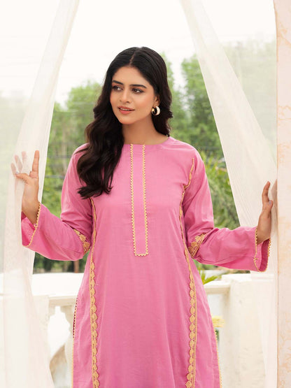 Pink Lace Work Lawn Co-Ord