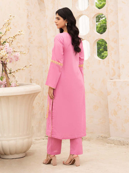 Pink Lace Work Lawn Co-Ord