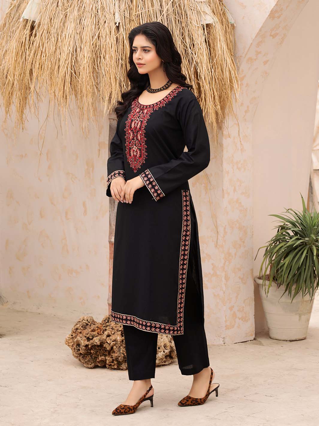 Black Embroidered Lawn Suit