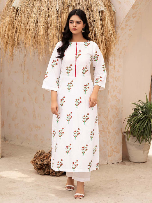 White Embroidered Lawn Suit