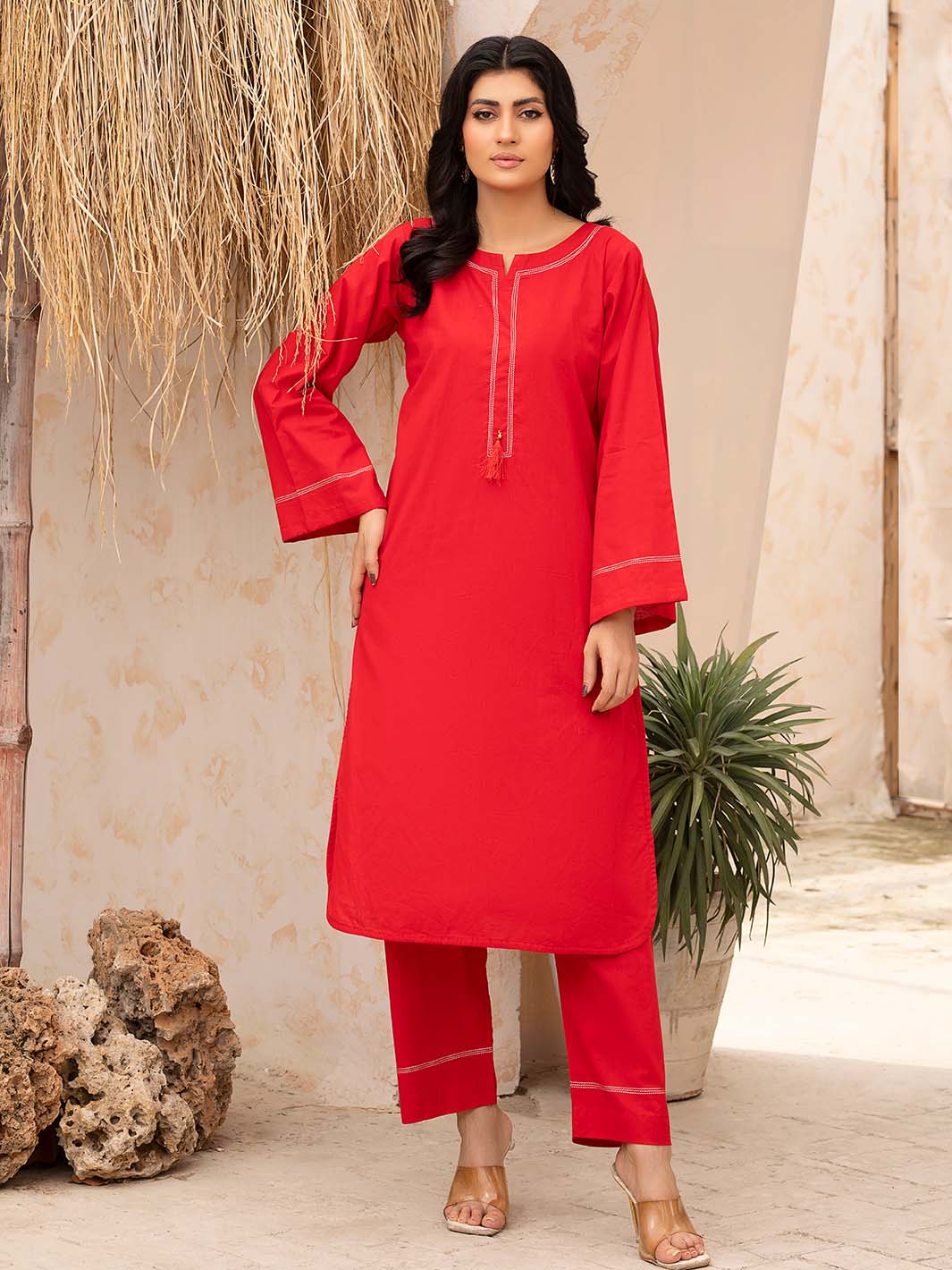Red Arabic Lawn Co-Ord