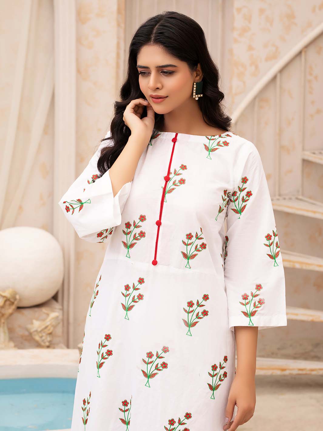 White Embroidered Lawn Suit