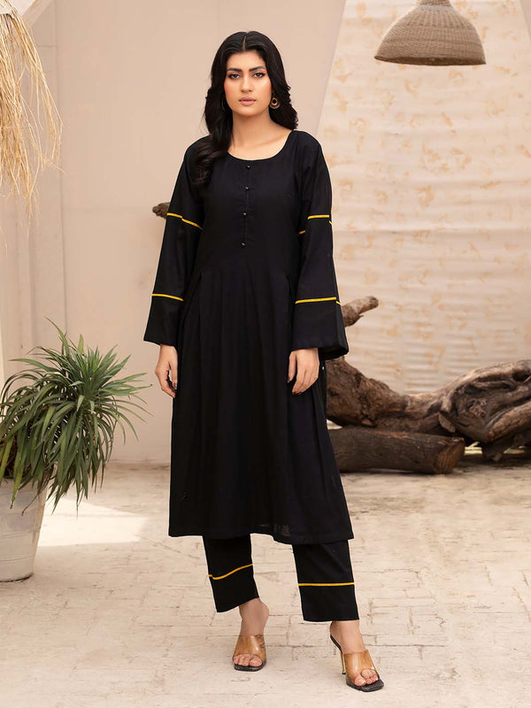 Black Lace Work Lawn Co-Ord